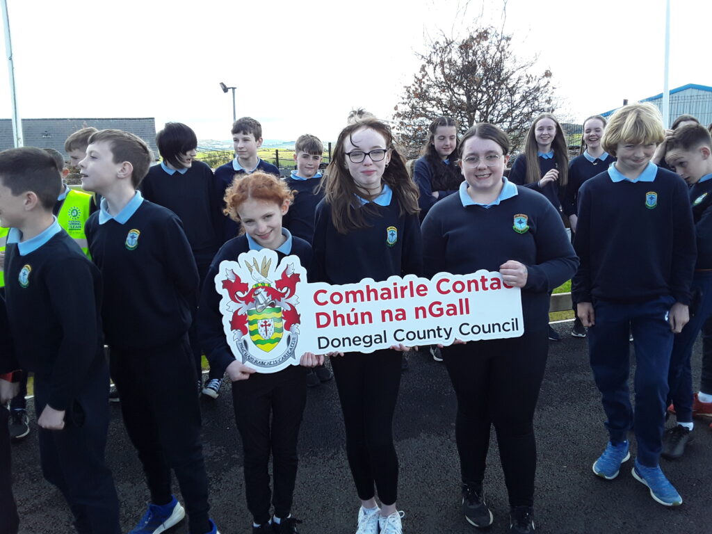 We were delighted to welcome two ministers to our school today, Mr Jack  Chambers and Mr Charlie Mc Conalogue to open our Safe Routes to School Programme for Active Travel.
